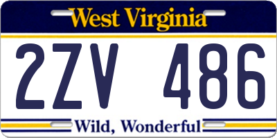 WV license plate 2ZV486