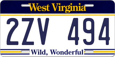 WV license plate 2ZV494