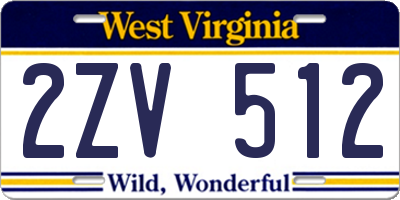 WV license plate 2ZV512