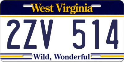 WV license plate 2ZV514