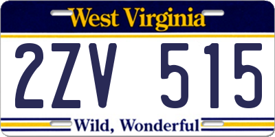 WV license plate 2ZV515