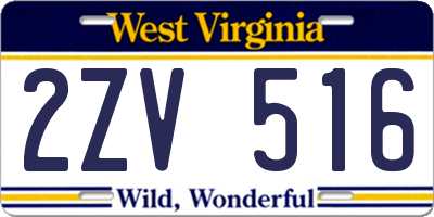 WV license plate 2ZV516