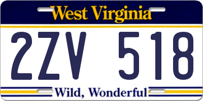 WV license plate 2ZV518