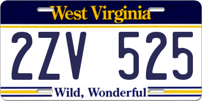 WV license plate 2ZV525