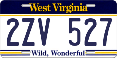 WV license plate 2ZV527