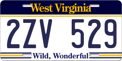 WV license plate 2ZV529