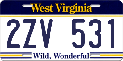 WV license plate 2ZV531