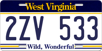 WV license plate 2ZV533