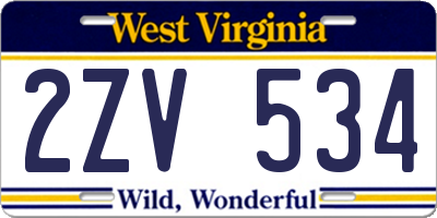 WV license plate 2ZV534