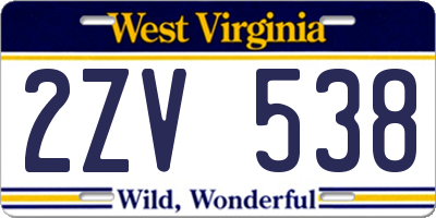 WV license plate 2ZV538