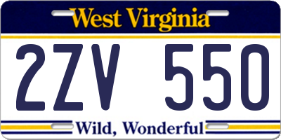 WV license plate 2ZV550