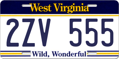 WV license plate 2ZV555