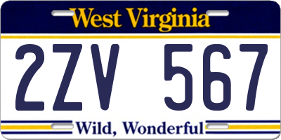 WV license plate 2ZV567