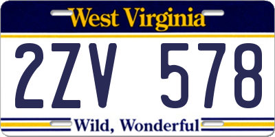 WV license plate 2ZV578