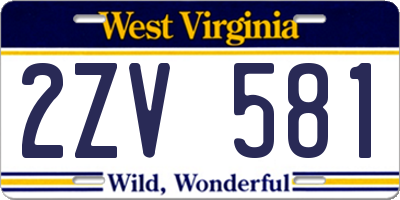 WV license plate 2ZV581