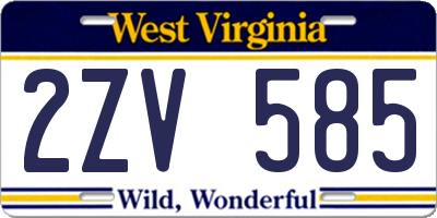 WV license plate 2ZV585