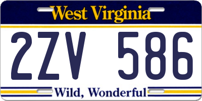 WV license plate 2ZV586