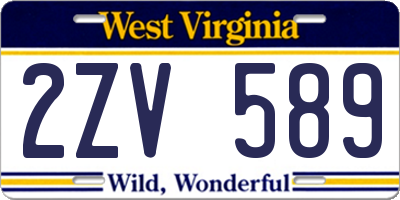 WV license plate 2ZV589