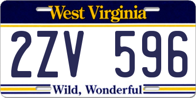 WV license plate 2ZV596