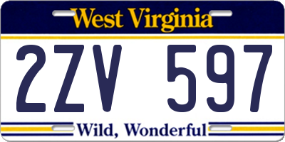 WV license plate 2ZV597