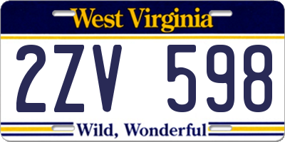 WV license plate 2ZV598