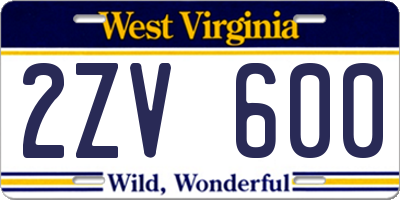 WV license plate 2ZV600
