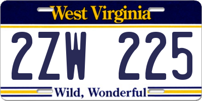 WV license plate 2ZW225