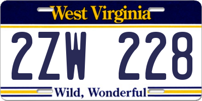 WV license plate 2ZW228