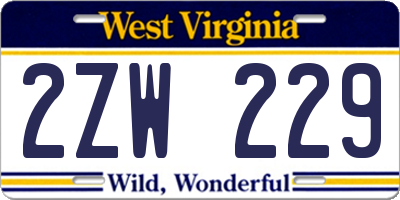 WV license plate 2ZW229