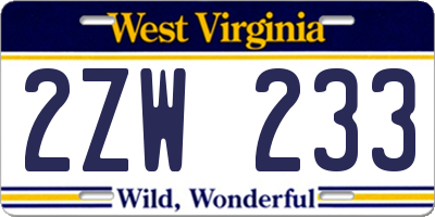 WV license plate 2ZW233