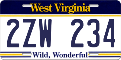 WV license plate 2ZW234