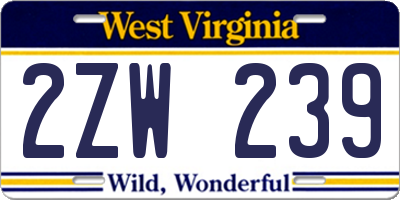 WV license plate 2ZW239