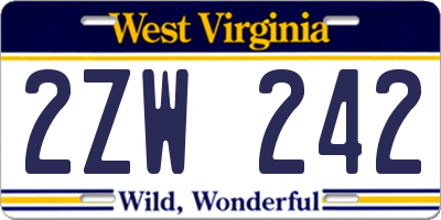 WV license plate 2ZW242