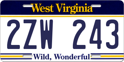 WV license plate 2ZW243