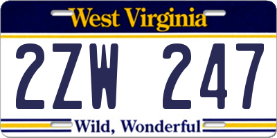 WV license plate 2ZW247