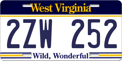WV license plate 2ZW252