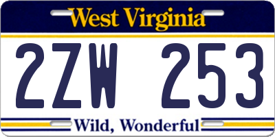 WV license plate 2ZW253