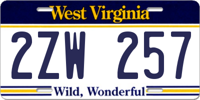 WV license plate 2ZW257