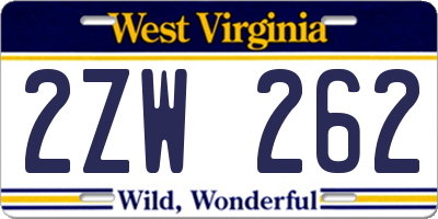 WV license plate 2ZW262