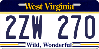 WV license plate 2ZW270