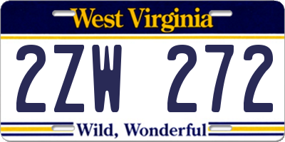 WV license plate 2ZW272
