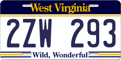 WV license plate 2ZW293