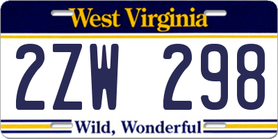 WV license plate 2ZW298