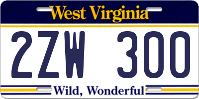 WV license plate 2ZW300