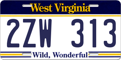 WV license plate 2ZW313