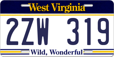 WV license plate 2ZW319
