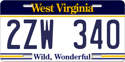 WV license plate 2ZW340