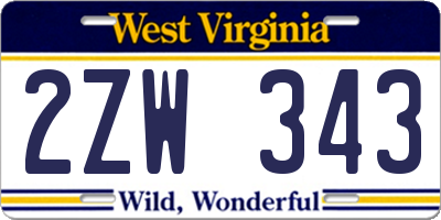WV license plate 2ZW343