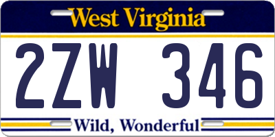 WV license plate 2ZW346