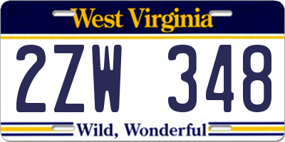 WV license plate 2ZW348